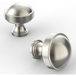 Asidrama 10 Pack Brushed Satin Nickel Kitchen Cabinet Knobs Round Dresser Knobs Drawer Knobs Cabinet Hardware Zinc Knobs for Dresser Drawers (Single Hole Knob)