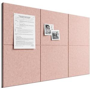Bumusty 36"x 24" Large Felt Bulletin Board Tiles, Pink | 6-Pack Cork Board Alternative, Wall Decor, 30 Pushpins, 30 Adhesive Tabs, Vision Board, Office, Classroom, Home, Dorm