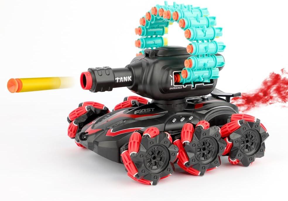 RC Dart Shooting Tank - Remote Control Battle Car with Shooting Turret - Motorized Robot Toy for Kids - Action Gift for Boys - RC Vehicle - Includes Compatible Darts