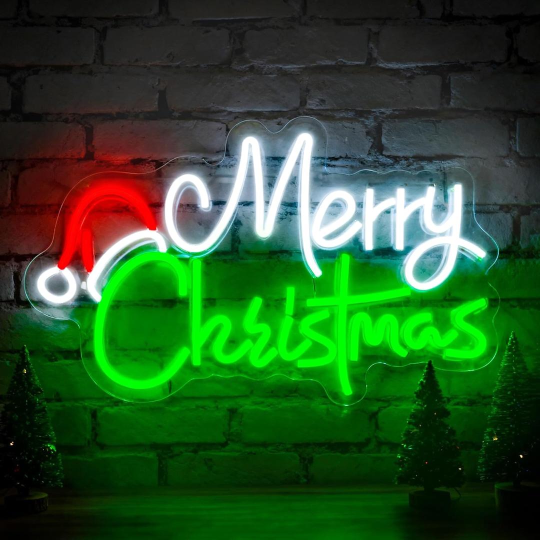 Merry Christmas Neon Sign - Gdbkabf Christmas LED Neon Light Up Signs for Wall Decor Home Decor for Xmas Party Bedroom Living Room Business Bars Shop Decoration USB Operated