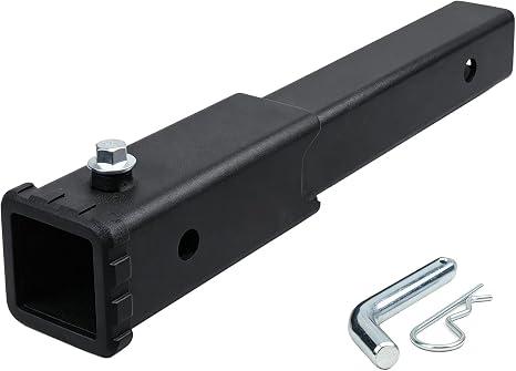 Trailer Hitch Extender 12 inch Extension, Fits 2 Inch Receiver | Matte Black Anti-Rattle Bolt Pin and Clip Included