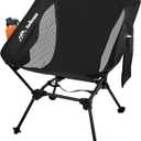 Folding Camping Chairs, Adjustable Backpacking Chair, Portable Beach Chair with Side Pockets, Compact Lawn Chairs for Adults, Travel, Beach, Hiking (Black)