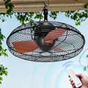 Outdoor Ceiling Fan for Patios, 20 Inch Gazebo Fan Waterproof Remote&Cord Control, 3 Speed, Low Noise, Plug in Ceiling Fan for Pergola, Porch, Gazebo, Patio (Bronze)