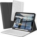 Keyboard Case for iPad Air 11 Inch M3/M2 (2025/2024), iPad Air 5th/4th Generation 10.9 Inch (2022/2020), Detachable Wireless Bluetooth Keyboard Case with Left Pencil Holder (Black)