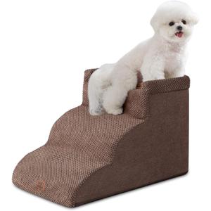 EHEYCIGA 3-Step Curved Dog Stairs for Small Dogs 14" H, Brown
Dog Ramp for Couch, Pet Stairs for Chairs, Steady High-Density Foam, Anti-Slip, Removable Washable Cover, Safety