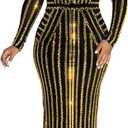 Nagfar Women Rhinestone and Sequin Birthday Party Sexy Club Night Out Holiday New Years Formal Dress (Small)