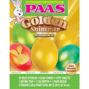 PAAS Golden Shimmer Easter Egg Decorating Kit Gold Egg Decorating Kit with Paint & Stickers, 4Packs