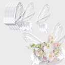 Ylapagne Crystal Butterfly Flower Bouquet Wrapping Paper Clear Floral Wraps Packaging Bouquet Accessories for Valentine's Day Wedding Birthday DIY Craft,20 Sets - 20 22 Inches (White)
