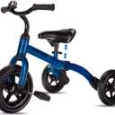 YGJT 3 in 1 Tricycle for Toddlers Age 2-5 Years Old, Folding Kids Balance Bikes with Adjustable Seat and Removable Pedal, Ride-on Toys for Infant, Gift for Baby Boys Girls Birthday(Blue)