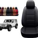 OASIS AUTO Custom Fit Seat Covers Compatible with Jeep Wrangler JK 4-Door Unlimited (2013-2017) - Waterproof Faux Leather Full Set, Interior Accessories (Black)
