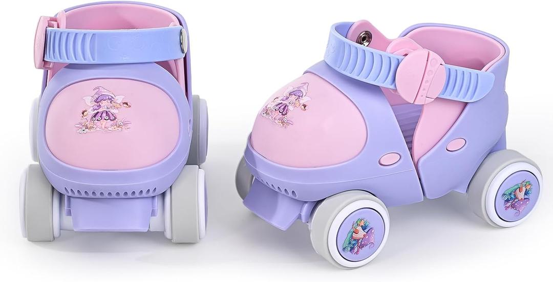 Kids Children's Adjustable Quad Roller Skates Wheels Lock Boys Girls Roller Skate for Beginners Toddlers Baby Age 2-6 Years Old (Elf Violet)