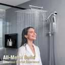 All Metal 10 Inch Rain Shower Head with Handheld Built-in Power Wash Mode, High Pressure Waterfall Rainfall Square Shower Heads with 16" Adjustable Extension Arm, Dual Showerhead(Chrome)