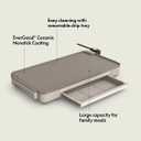 bella 12" x 22" Electric Griddle with Warming Tray, EverGood Ceramic Nonstick Coating & Removable Temperature Probe, Dishwasher-Safe Drip Tray & Cool Touch Handles, 1500 Watt, Oatmilk