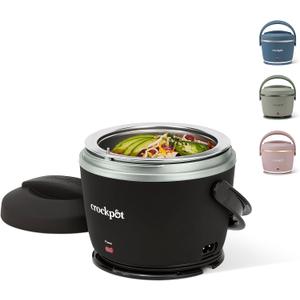Crock-Pot Electric Lunch Box 20-Ounce Portable Food Warmer Black Licorice Perfect for Travel On-the-Go & Office Use | Stylish Spill-Free & Dishwasher-Safe | Ideal Men & Women's Gifts