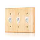 1PC Raw Wood Light Switch Cover Decorative Wall Plate Outlet Covers Bamboo Quality Light Switch Plate Cover Triple Rocker 3 Gang Switch Plate