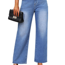 Genleck Women's Wide Leg Baggy Jeans – High Waisted Stretch Loose Jeans Trendy Denim Pants, L