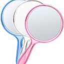 3 x OMIRO Hand Mirror, Double-Sided Handheld Mirror 1X/3X Magnifying Mirror with Handle, Set of 3 (Mix Colors)
