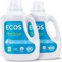 ECOS Laundry Detergent Liquid, 200 Loads - Dermatologist Tested Laundry Soap - Hypoallergenic, EPA Safer Choice Certified, Plant-Powered, Free & Clear, 100 Fl Oz (Pack of 2)