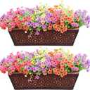 2 Pack 24" Window Box Planter for Outdoor Plants Railing Planter Window Box with Coco Fiber Liner Horse Trough Planter for Outdoor Deck Balcony Porch Fence Patio Garden Dcor