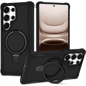Compatible with Samsung Galaxy S26 Ultra Case 6.9'' with Magnetic Ring Stand [Military Drop Protection][Compatible with MagSafe] S26 Ultra Phone Case for Men Wowen,Black