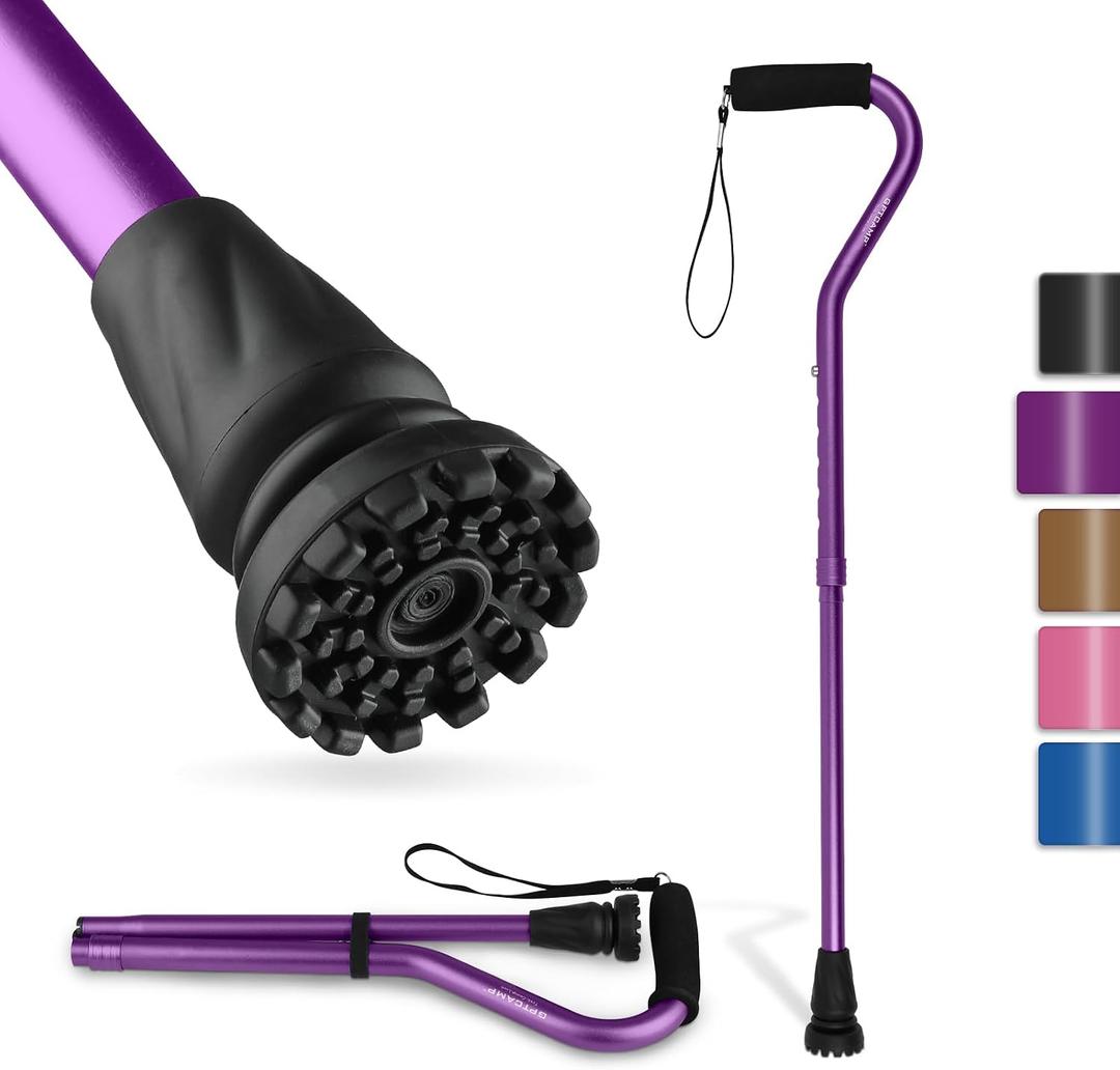 GPTCAMP Walking Cane and Walking Stick for Men Women,Lightweight Folding Canes with Offset Soft Cushioned Handle,Adjustable & Collapsible,Mobility & Leg Surgery Recovery, 17.32"