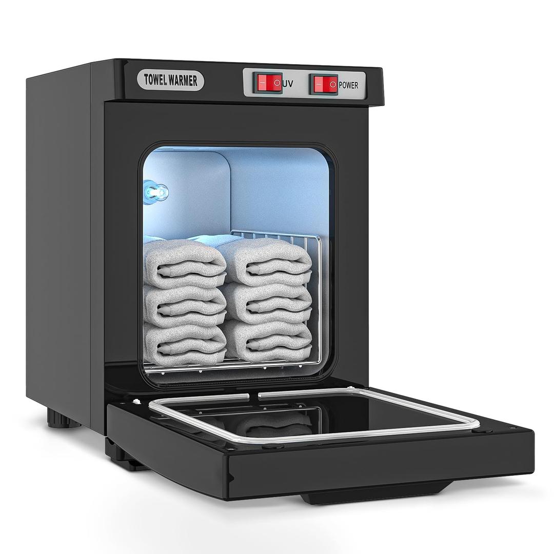 Towel Warmer Cabinet, 5L Hot Bath Towel Warmer Heating Use for Facial Spa, Hair Beauty, Salon Equipment and Home- Black