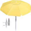 8FT Beach Umbrellas for Sand,Portable Outdoor Windproof Sun Umbrella with Push Button Tilt and Air Vent,UPF 50+ PU Coating for Patio Garden Pool Backyard