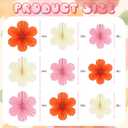 9 Pcs Paper Flowers Decoration Pink and Orange Party Decoration Paper Fans, Variety Pack
