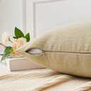 GAWAMAY Decorative Square 16x16 Inch Throw Pillow Covers Set of 2, Super Soft Chenille Pillows Farmhouse Fall Pillowcase for Living Room Bedroom Sofa Couch Cushion Cover Khaki 40x40cm (No Insert)