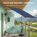 HOMSHADE 6x4ft Outdoor Balcony Umbrella - Flat Porch Pool Patio Umbrella Rectangular Canopy Shade UPF50+ UV Protection 360 Rotating & Tilting All Angles Applicable (Navy Blue, No Base)