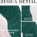 ZESICA Women's One Shoulder Long Sleeve Cocktail Dress Sexy High Slit Ruched Bodycon Wedding Guest Maxi Dresses (S)