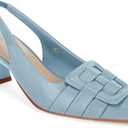 Womens Sling Back Kitten Heels Low Dress Shoes Slingback Pumps Pointed Closed Toe Comfortable Party Office Sandals (Blue, M)