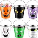 Tioncy 12 Pcs Halloween Pumpkin Bucket Bulk Metal Trick Treat Party Favors Pail with Handle Small Candy Pumpkin Bucket Jack O Lantern Basket for Trick or Treat Party Favor Supplies