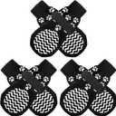 EXPAWLORER 6Pcs Anti Slip Dog Socks to Prevent Licking Paws, Dog Shoes for Hot Pavement, Double Sides Dog Boots & Paw Protectors Booties for Hardwood Floors with Grippers Small Medium Large Senior Dog (Black)