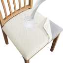 SPRINGRICO 100% Waterproof Seat Covers for Dining Room Chair Set of 6 Washable Seat Cushion Slipcovers Kitchen Chair Covers (6 Pack, Waterproof Ivory White)