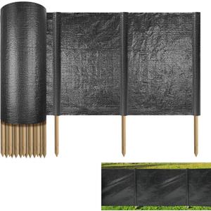 Silt Fence with Stakes - 200 x 3ft, Black Erosion Silt Fence Fabric Including 20 Wooden Stakes, Heavy Duty Silt Fencing Erosion Barrier for Construction Sites, Farms, Landscape, Yards