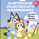 Bluey Valentine's 16 Watercolor Valentines With 16 Paintbrushes, Pack of 3