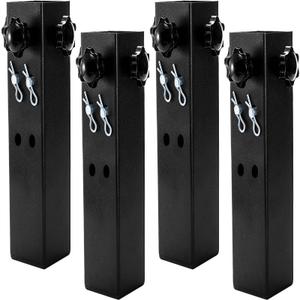 WUWEOT 4 Pcs Table Leg Extenders for Folding Tables, Adjustable Metal Square Straight and Bent Legs Risers, 2 Levels/Heights Table Height Extenders for Rise 3.7"/ 5.9"