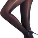 Shiny Pantyhose for Women Shimmer Sheer Tights Silk Oil High Waist Stockings (Large-X-Large, Black)