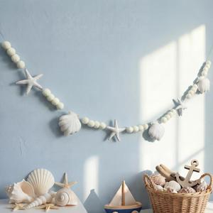 Moukeren Felt Starfish Seashell Party Banner 8.2 ft Beach Birthday Party Garland Decorations 3D Ocean Coastal Nautical Hanging Banners for Ocean Sea Mermaid Wish Beach Wedding Baby Shower DIY Decor