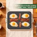 Cooker King 19 x 13 Inch Hybrid Honeycomb Stainless Steel Double Burner Griddle Pan, 3-Ply Nonstick Flat Top Grill Plate & Rectangular Roasting Pan, Metal Utensil Safe, Induction Ready, Oven-Safe