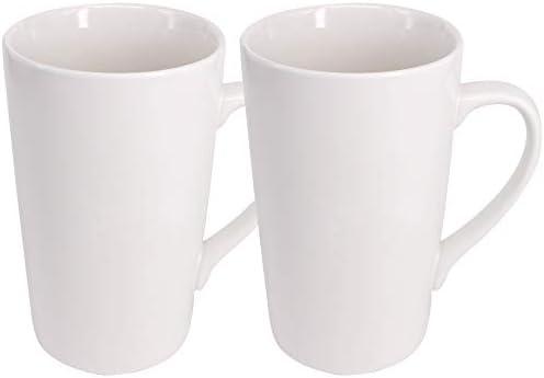 Belinlen 2 Pack 16 OZ Coffee Cup Simple Pure White Ceramic Cup Plain Large Tall White Ceramic Milk Tea Coffee Mug with Handle