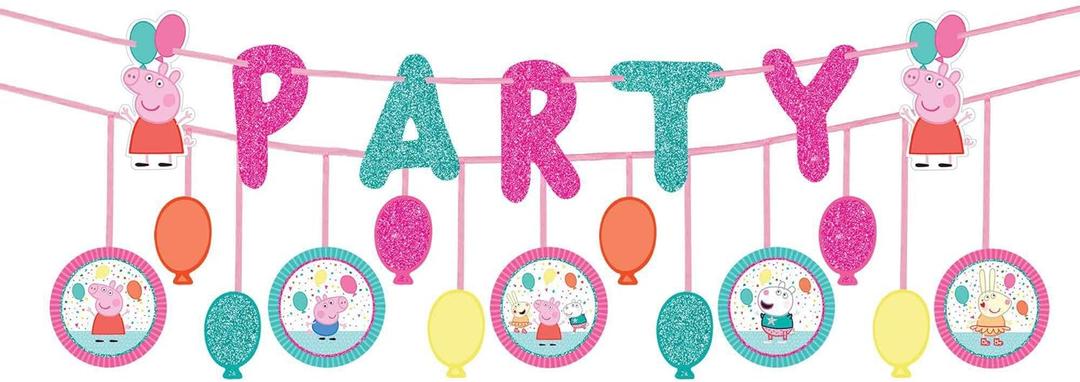 Peppa Pig Confetti Party Double Banner Multipack - 12' (Pack Of 2) - Multicolor Paper Banners For Kids Birthday Decorations