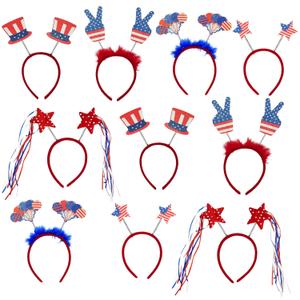 4E's Novelty 4th of July Headband Bulk  10 Pack Patriotic Head Bopper American Flag Headband for Kids & Adults, Fourth of July Party Favors Accessories, Independence Day Decorations