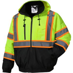 SKSAFETY High Visibility Reflective Jackets for Men, Waterproof Class 3 Safety Jacket with Pockets, Hi Vis Yellow Coats with Black Bottom, Mens Work Construction Coats for Cold Weather, L,Yellow