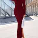 PRETTYGARDEN Womens Fall Sweater Dress 2026 Long Sleeve Off Shoulder Slit Maxi Bodycon Cocktail Party Dresses Spring Fashion (XXL)