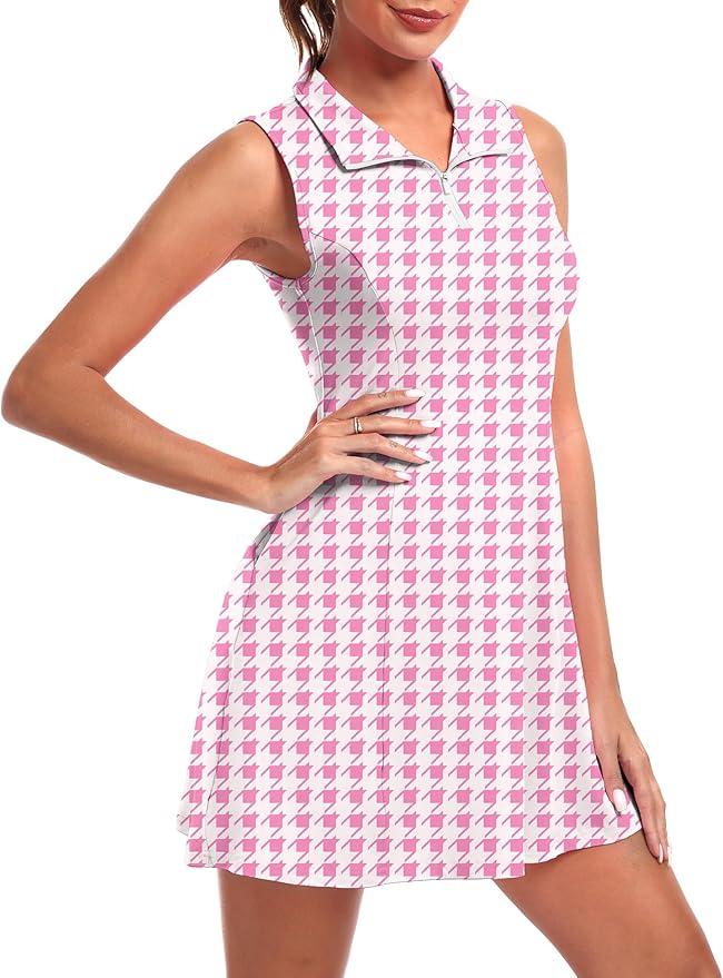 Women's Golf Tennis Dress Athletic Workout Dress with Shorts and Pockets, Size S
