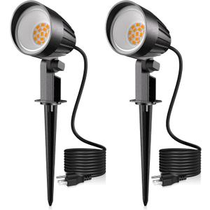 MEIKEE 12W Landscape Lighting, 120V 2700K Warm White LED Garden Lights, IP66 Waterproof Outdoor Landscape Spot Lights with US Plug for Wall Tree Fence Yard Path (2 Pack)
