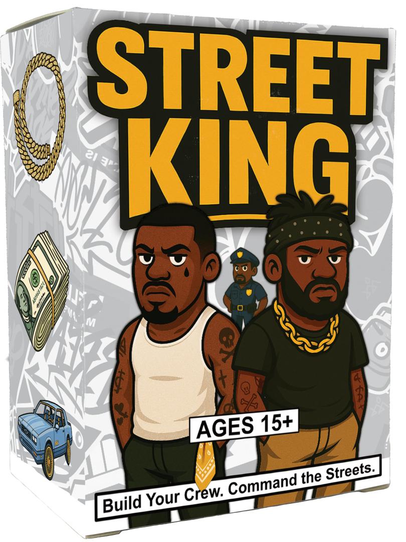 Black Owned Street King by Maker of Hood Charades – A High-Energy Urban Strategy Card Game Where You Unleash Powerful Crews, Thwart Relentless Law Enforcement, and Dominate The Streets
