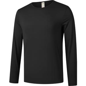 VAUTE Men's Performance Long Sleeve T-Shirt - Moisture Wicking Quick-Dry Fabric, Odor Resistant, Workout Gym Shirt, UPF 50+ Sun Protection, Black, Size XX-Large